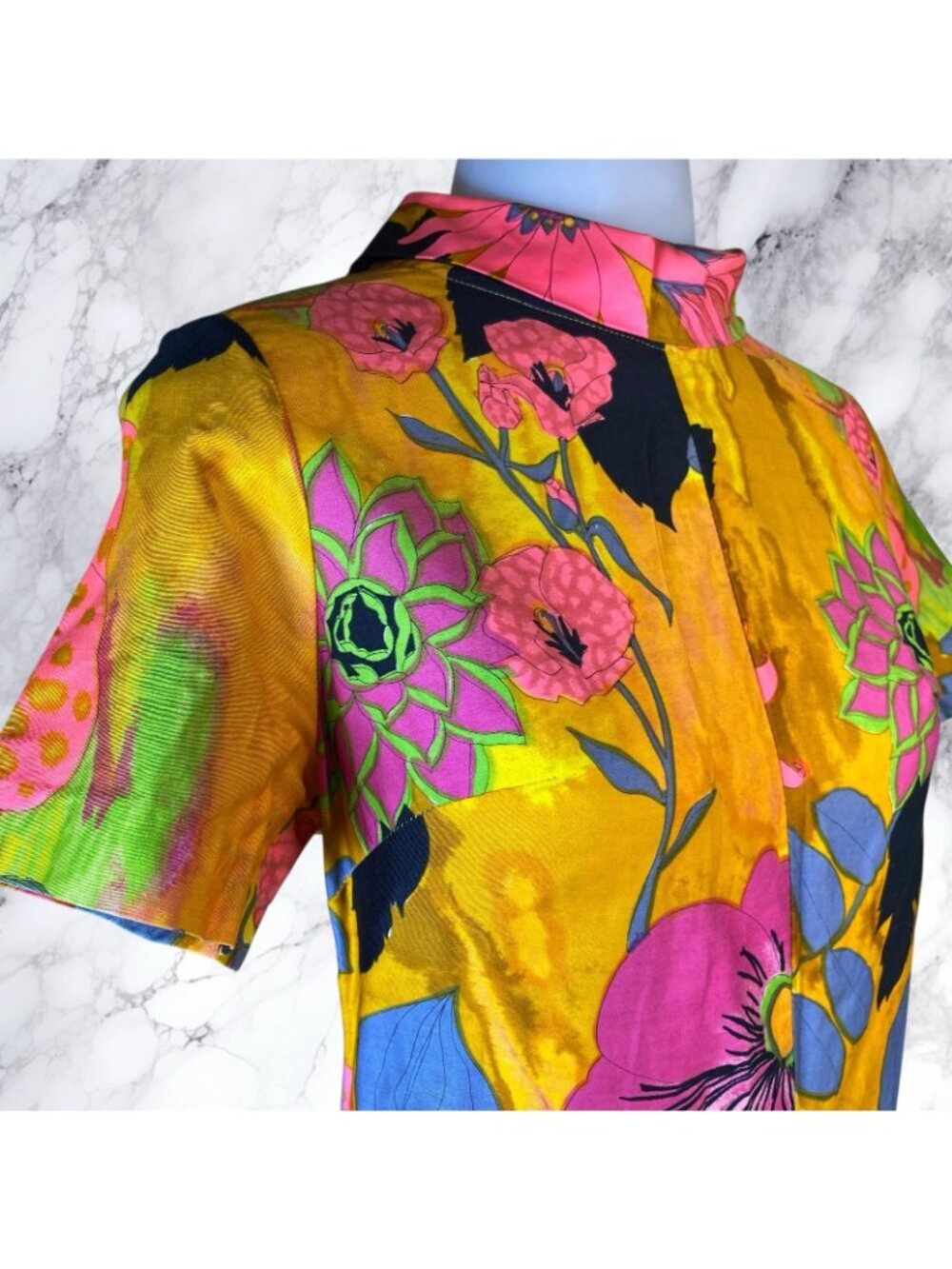 VTG 60-70’s WideVTG 60-70’s Wide Leg Neon Floral Psychedelic Crop Flare Jumpsuit - Picture 10 of 12